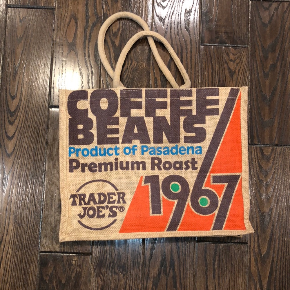 Trader Joe’s coffee beans burlap tote bag
